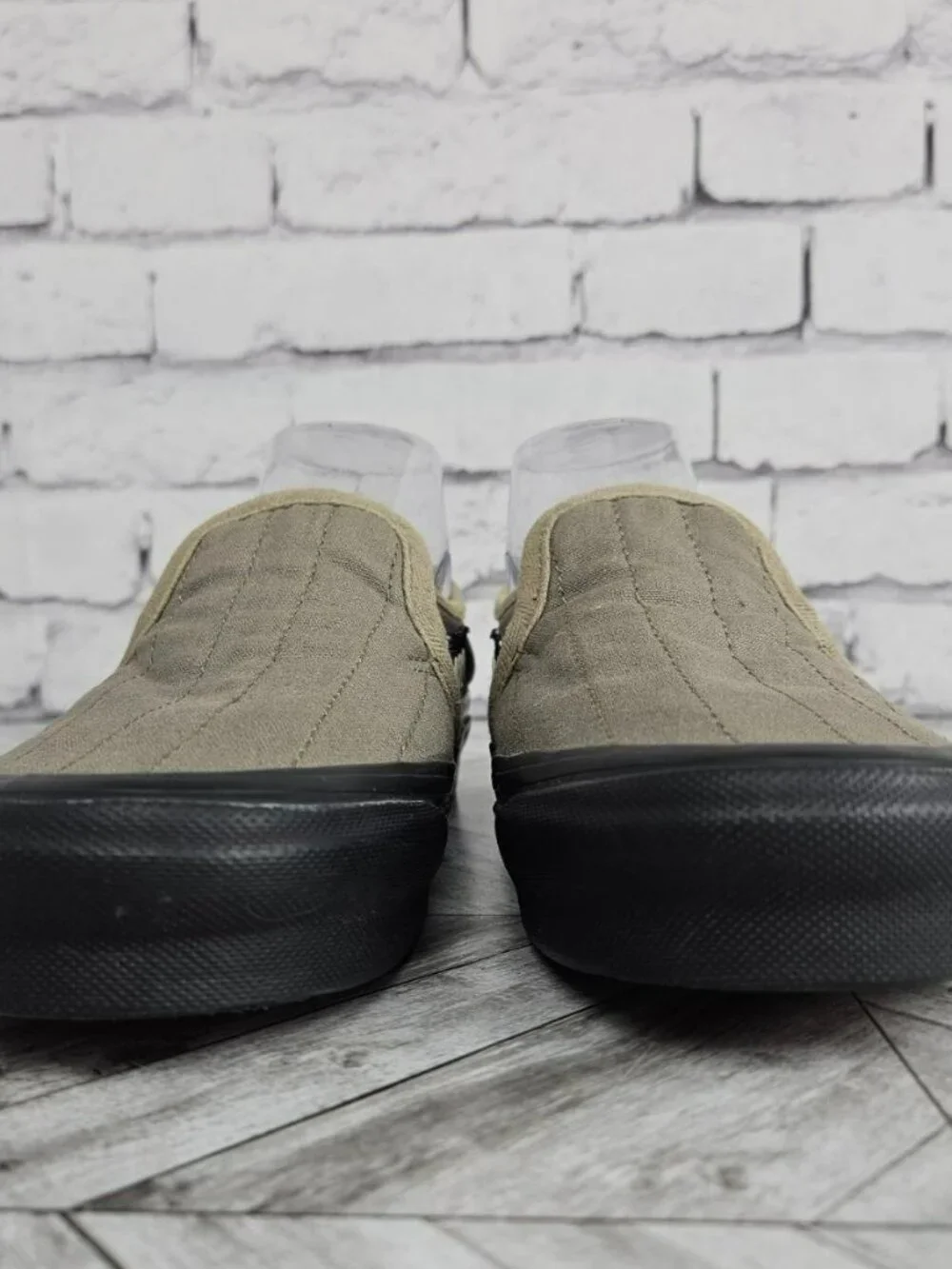 Men's Slip-On Canvas Shoes in Olive with Yellow Accent